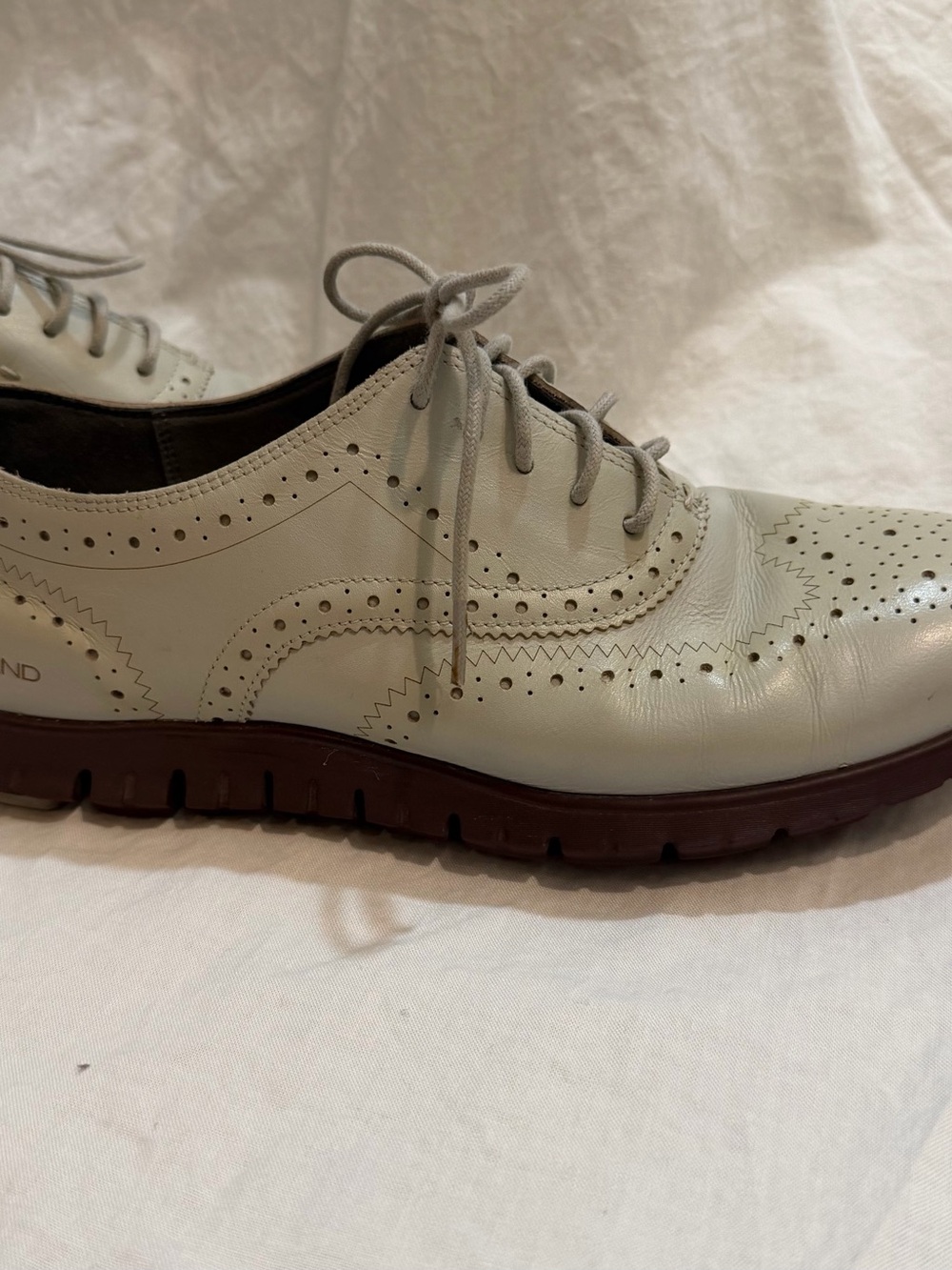 Cole Haan Light Gray Wingtip Oxford with Brown Sole